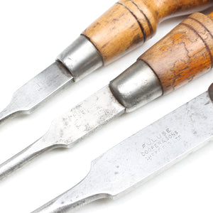 3x Old 'Fuluse' (Sheffield) Wooden Handled Screwdrivers (Beech)