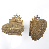 2x Old Ornate Brass Door Handles