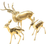 Old Brass Stag and Baby Deer Ornaments