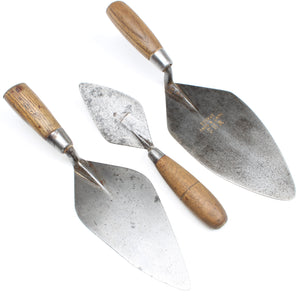 3x Old WHS Brick Trowels - OldTools.co.uk