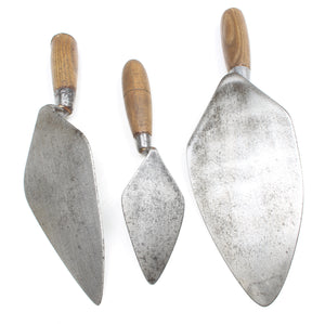 3x Old WHS Brick Trowels - OldTools.co.uk
