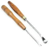 2x Old Carving Tools - Spoon, Fishtail - ", " (Fruitwood) - OldTools.co.uk