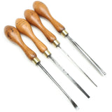 4x Old Addis Carving Tools Set (Beech) - OldTools.co.uk