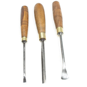 3x Old Carving Tools - Gouge, Spoon (Beech) - OldTools.co.uk