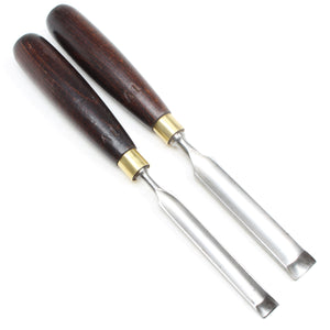 2x Incannel Firmer Gouges (Stained Beech) - OldTools.co.uk