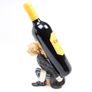 Novelty Waiter Wine Bottle and Corkscrew Holder Set