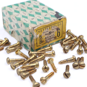 94x Nettlefolds Round Head Brass Screws – 5/8” x 6