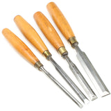 4x Old Bevel Edge Chisels - 1/4", 3/8", 1/2", 3/4" (Boxwood)