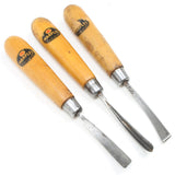 3x Small Marples Curved Wood Carving Tools Set