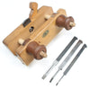 Old 'Jack' Wooden Plough Plane + 3 Cutters (Beech) - OldTools.co.uk