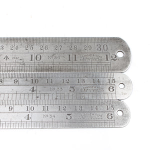 3x Rabone Rules - No 33, 34 - 6" & 12" (Birmingham)