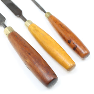 3x Old Bevel Edge Chisels - 1/4", 3/4", 1" (Boxwood)