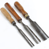 3x Old Outcannel Firmer Gouges (Ash, Beech)