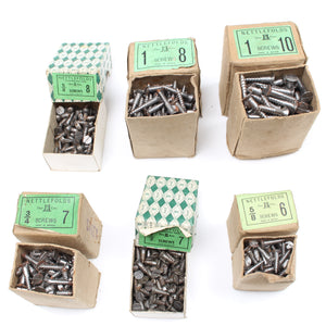 12x Boxes Nettlefolds Screws - 6, 7, 8, 10, 12 & 14