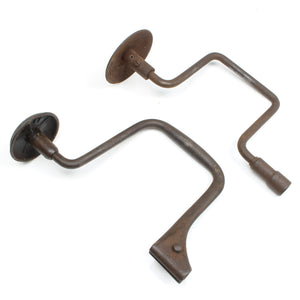 2x Old Drill Braces (As Found) - OldTools.co.uk