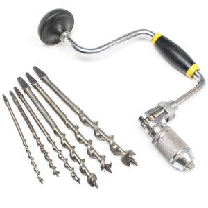 Vintage Old Stanley Drill Brace + 6x Twist Drill Bits - OldTools.co.uk