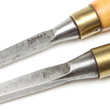 2x Old I Sorby Sash Mortice Chisels - 1/4", 3/8" (Boxwood)