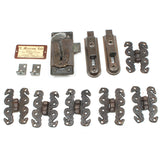 Old Ironmongery Snake Hinges, Lock etc.