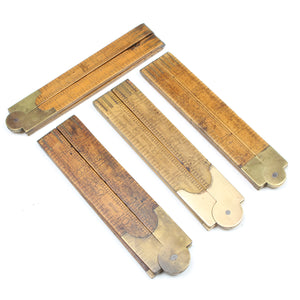 4x Old Wooden Folding Rules Collection (Boxwood)