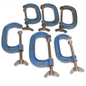 6x Old Record G-Clamps - 4", 5", 6" - OldTools.co.uk