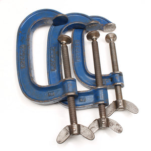 6x Old Record G-Clamps - 4", 5", 6" - OldTools.co.uk