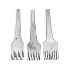 3x Old Leatherworker Pricking Irons - No. 6, 8, 10