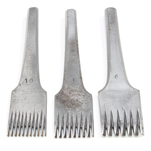 3x Old Leatherworker Pricking Irons - No. 6, 8, 10