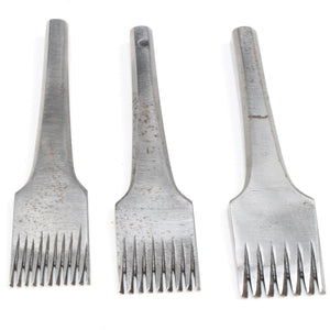 3x Old Leatherworker Pricking Irons - No. 6, 8, 10
