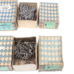 8x Boxes Of Nettlefold Steel Slotted Screws (CSK) - Sizes 9, 10 & 12