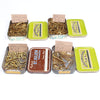4x Tins Of Brass Slotted Screws (CSK) - 8x2", 8x1 3/4", 8x3/4" (200+ screws)