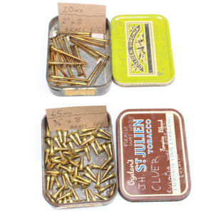 4x Tins Of Brass Slotted Screws (CSK) - 8x2", 8x1 3/4", 8x3/4" (200+ screws)