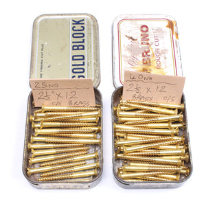2x Tins Of Brass Slotted Screws (CSK) - 12x2 1/2"