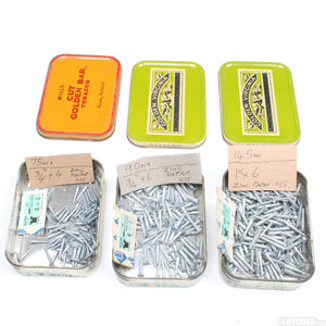 11x Boxes + 3x Tins Of Nettlefold Bright Zinc Slotted Screws (CSK) - Sizes 4, 6, 7, 8