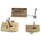 3x Brass Locks - OldTools.co.uk
