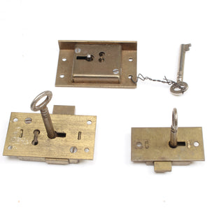 3x Brass Locks - OldTools.co.uk