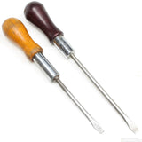 2x Old Wooden Handled Ratchet Screwdrivers (Beech)