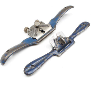 2x Blue Record Spokeshaves Flat and Round Bottom - OldTools.co.uk
