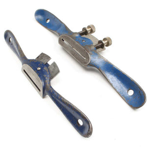 2x Blue Record Spokeshaves Flat and Round Bottom - OldTools.co.uk