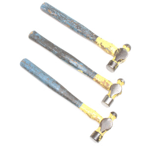 3x Old Ball-Pein Hammers (Ash) - OldTools.co.uk