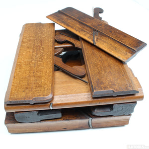 9x Old Early Madox Wooden Hollow & Round Planes C. 1748-1775 (Beech) - OldTools.co.uk