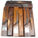 9x Old Early Madox Wooden Hollow & Round Planes C. 1748-1775 (Beech)