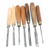 7x Old Small Wood Carving Tools (Ash, Beech)
