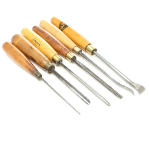 6x Old Marples Wood Carving Tools (Beech, Boxwood)