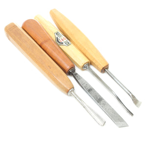 4x Old Wood Carving Tools (Beech)