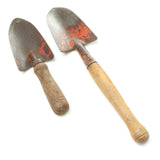 2x Old Garden Hand Trowels (Beech)