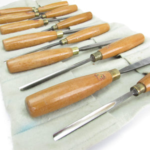 SOLD - 12x Wm Marples Carving Tools Set (Beech)