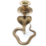 SOLD - 2x Old Brass Cobra Candle-Stick Holders