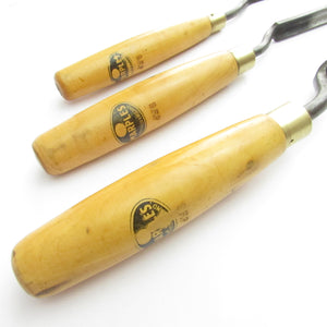 3x Marples Cranked Paring Gouges Set - 5mm, 10mm, 18mm (Boxwood)