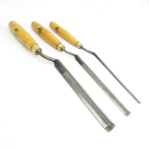 3x Marples Cranked Paring Gouges Set - 5mm, 10mm, 18mm (Boxwood)