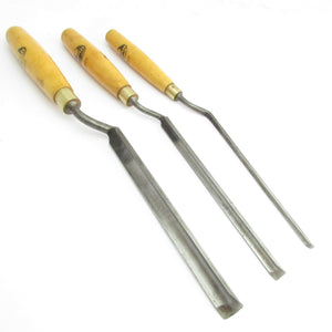 3x Marples Cranked Paring Gouges Set - 5mm, 10mm, 18mm (Boxwood)